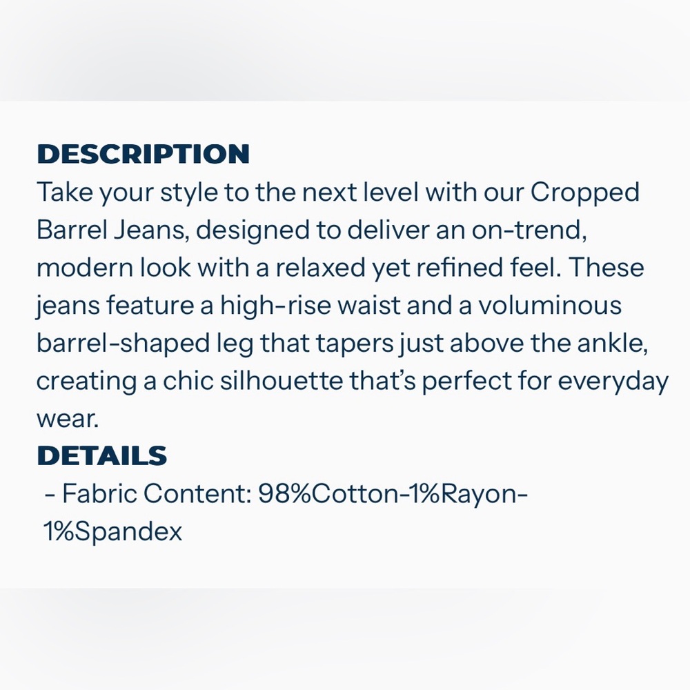 HABITUAL Relaxed Barrel Crop Jeans | Size 25 - Picture 4 of 12